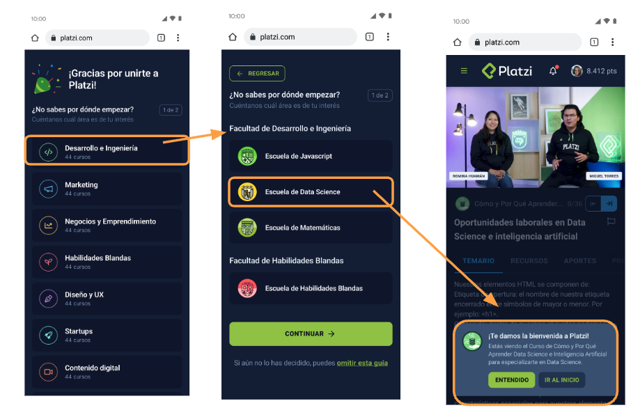 Direct to Class onboarding flow diagram