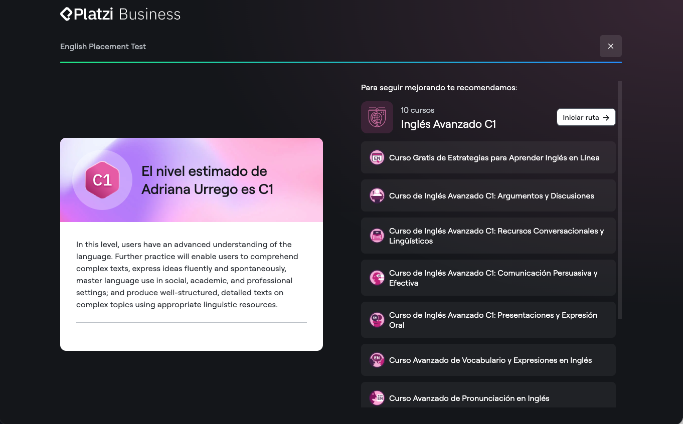 CEFR results and recommendations