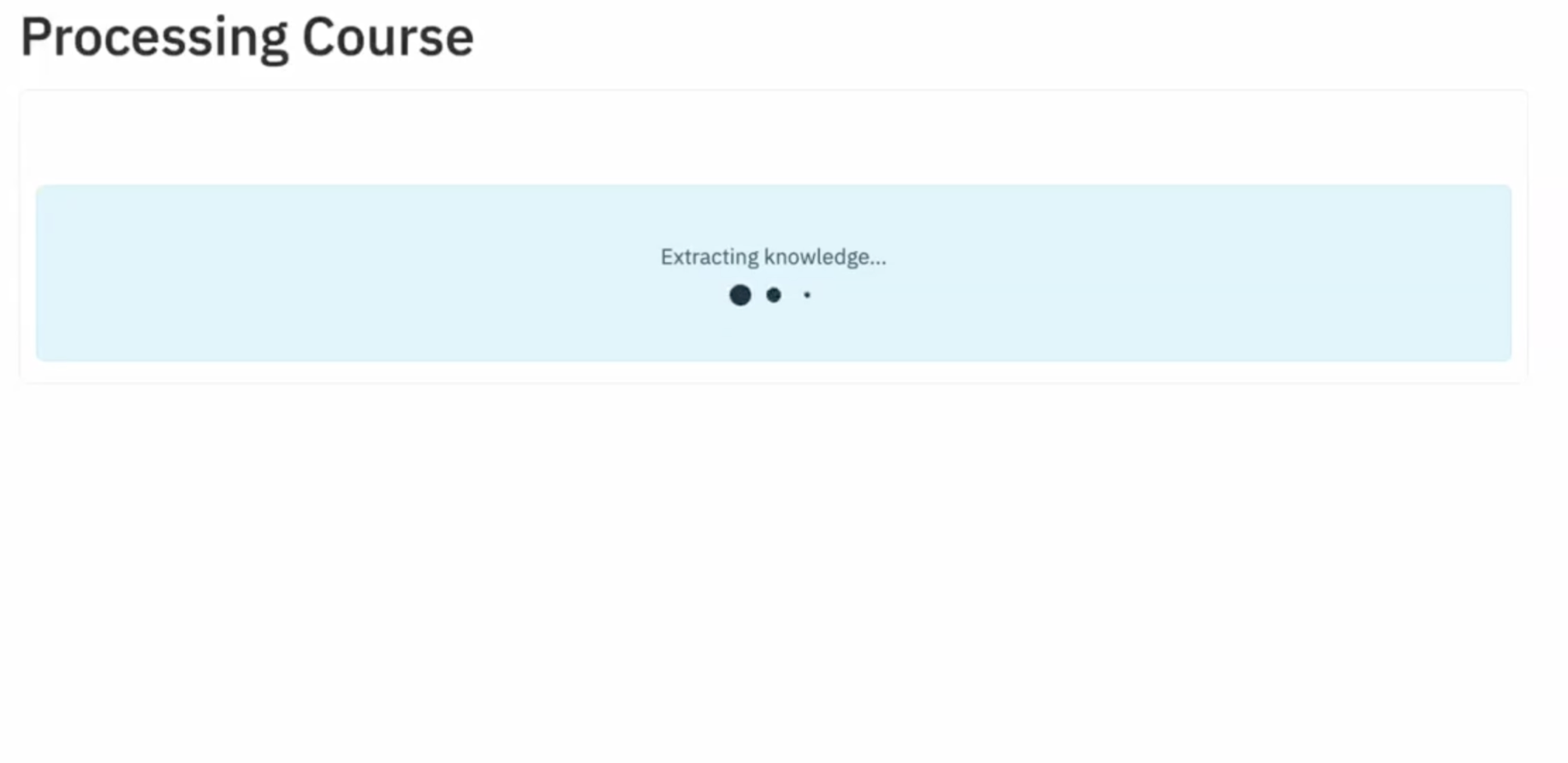 Processing dashboard