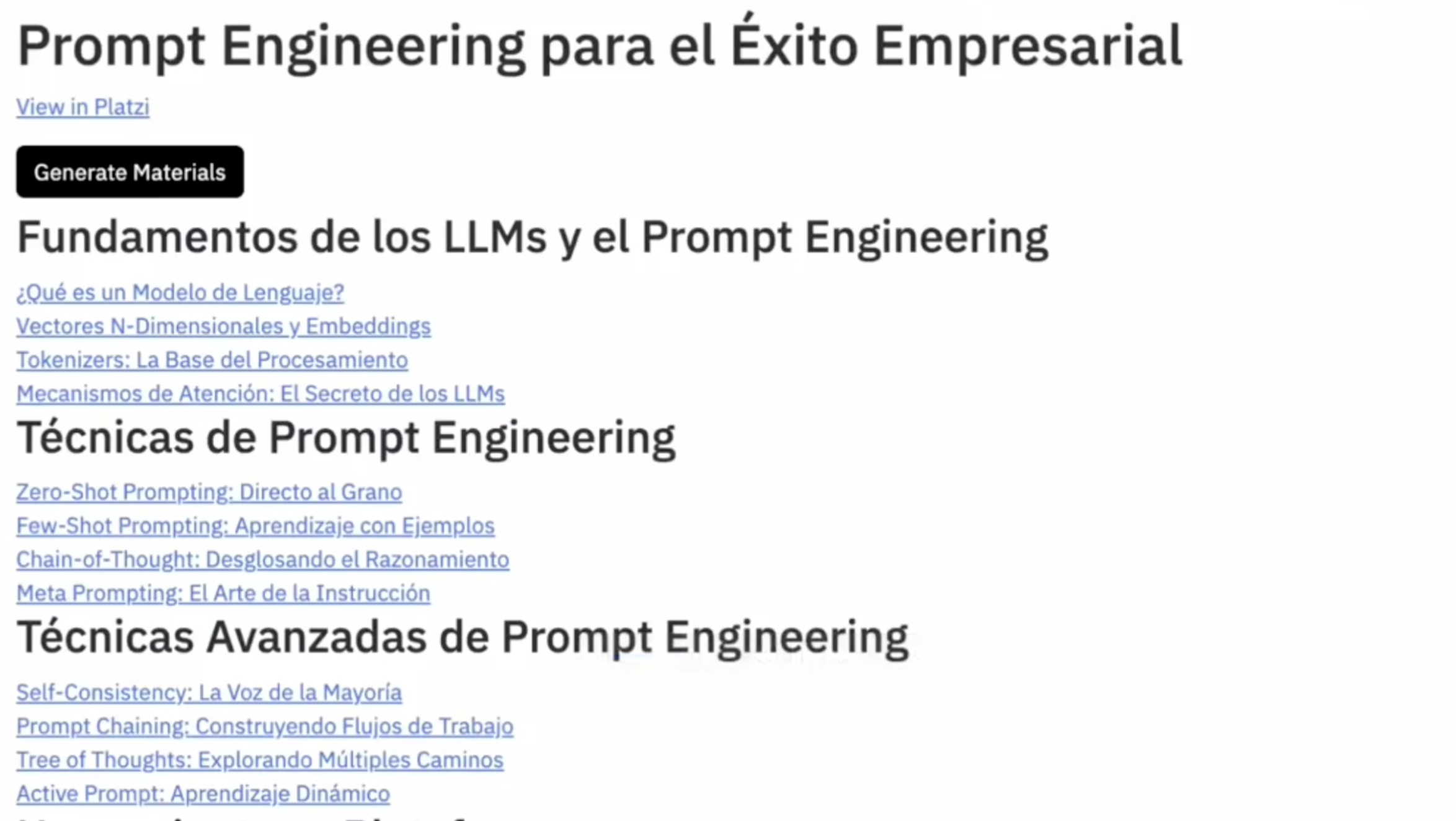 Generated course syllabus